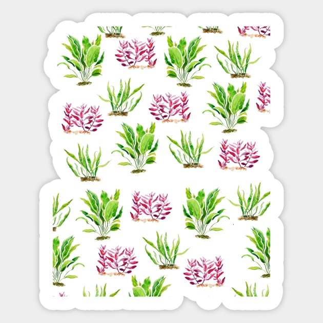 Aquarium Plant Series Triptych 1 Sticker by yodelbat